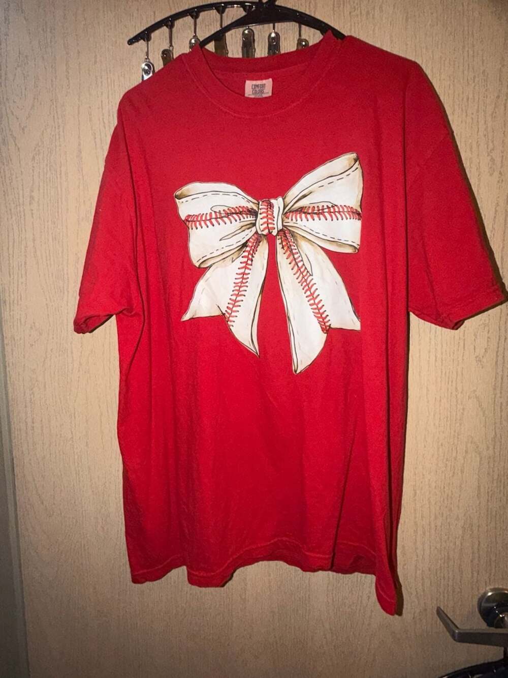 Comfort Colors Baseball Bow Graphic Tee – Red – XL
